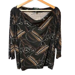 Lauren Ralph Lauren Womens Equestrian Bridle Top Sz 1X Country Old Money Preppy